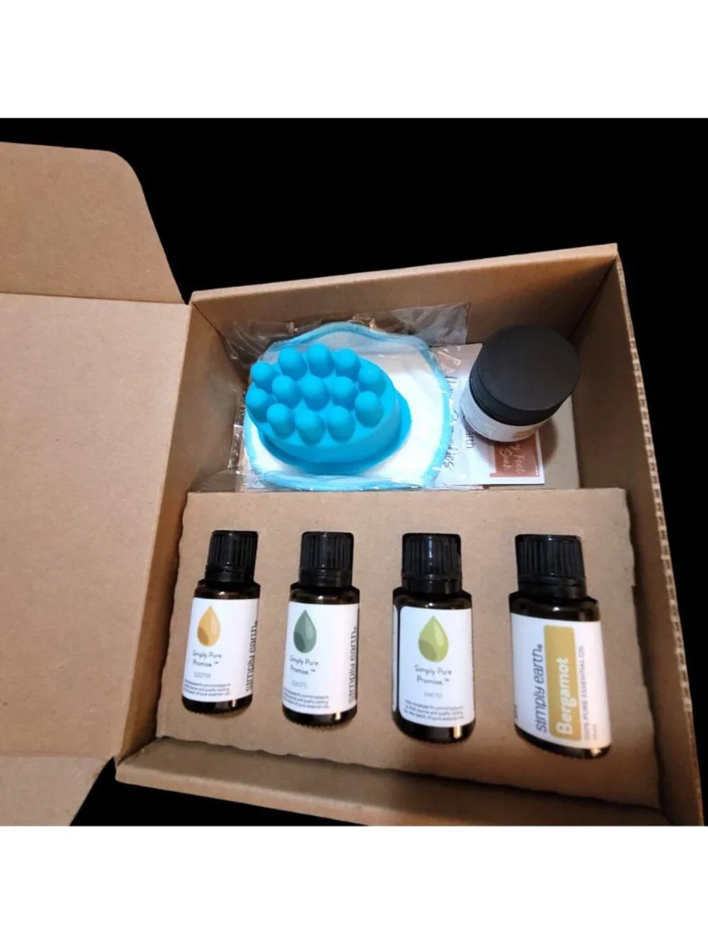 Simply Earth Essential Oil Kit 4 Oils Brush Compress Pad Lotion Base Recipes